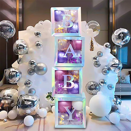 

2022 New Baby Letters Transparent Balloon Box Party Decoration Black Gold Gold Balloon Box Birthday Party Decoration Scene Arrangement Decorations