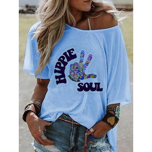 

Women Boho Hippie Printed Casual Short Sleeve T-shirt Plus Size Top