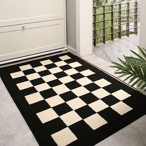 

Checkerboard Door Mat, Indoor Rugs Absorbent Resist Dirt Entrance Rug, Non Slip Bathroom Rug,Machine Washable Inside Floor Mat Door Rugs Area Rug