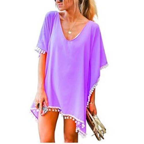 

Women's T shirt Tee Green Purple Pink Plain Short Sleeve Casual Holiday Basic Round Neck Regular Loose Fit One-Size