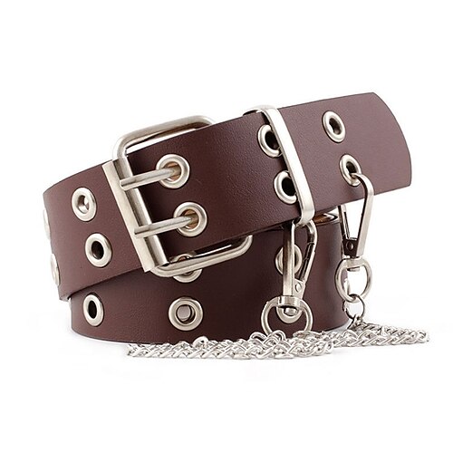 

Women's Unisex PU Buckle Belt PU Leather Prong Buckle Eyelet Chain Casual Classic Daily Holiday Black Coffee