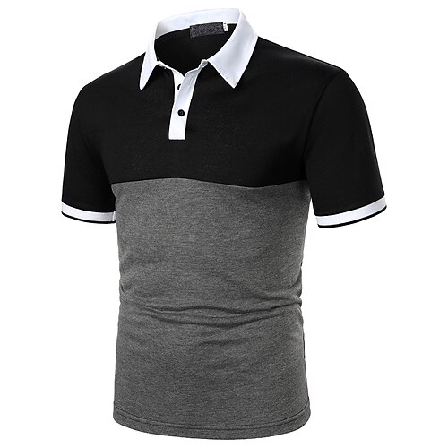 

Men's Golf Shirt Dress Shirt Casual Shirt Color Block Holiday Classic Collar Home Casual Color Block Button-Down Short Sleeve Tops Daliy Casual Fashion Classic Gray