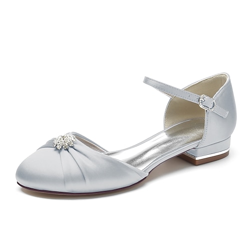 

Femme Chaussures de mariage Chaussures habillées Mariage Soirée Appartements de mariage Eté Strass Talon Plat Bout rond Elégant Doux Satin Lanière de cheville Couleur Pleine Vin Noir Blanche