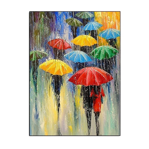 

Oil Painting Handmade Hand Painted Wall Art Modern Abstract People Holding Umbrellas Landscape Home Decoration Decor Rolled Canvas No Frame Unstretched