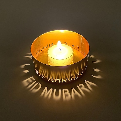 

Ramadan Iron Projection Candle Holder Home Letter Candle Holder Eid Mubarak Ramadan Home Decoration Crafts