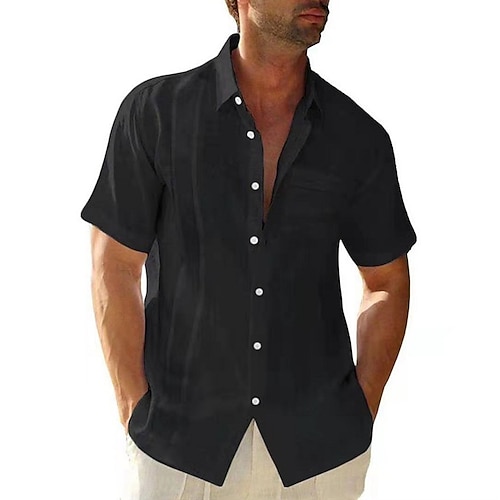 

Per uomo Camicia Tinta unica Collo ripiegabile Azzurro Grigio Bianco Nero Informale Giornaliero Manica corta Abbigliamento Sportivo Informale / Estate