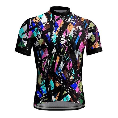 

21Grams Men's Cycling Jersey Short Sleeve Bike Top with 3 Rear Pockets Mountain Bike MTB Road Bike Cycling Breathable Quick Dry Moisture Wicking Reflective Strips Black Graffiti Polyester Spandex