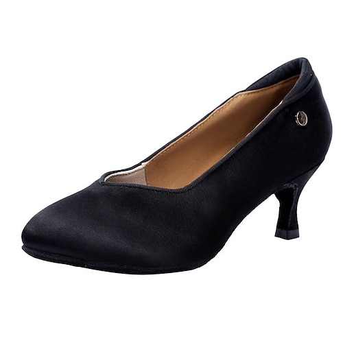 

Women's Modern Shoes Ballroom Shoes Indoor Performance Heel Flared Heel White Black Brown / Satin