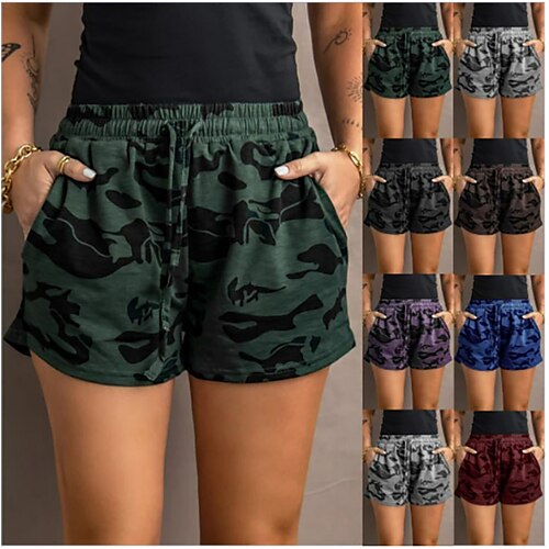 

casual shorts women's summer high waist elastic loose wide leg pants