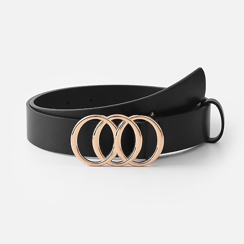 

Women's PU Buckle Belt PU Leather Metal Bucke Geometric O-ring Classic Cowboy Party Daily Black