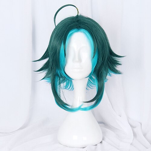 

Cosplay Cosplay Cosplay Wigs Men's Layered Haircut 45 inch Heat Resistant Fiber Dry Blue Green Adults' Anime Wig / Wig Set