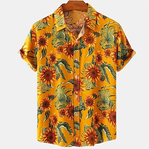 

Homme Chemise Chemise graphique Chemise Aloha Spot Multicouleur Col rabattu Jaune 3D effet Extérieur Plein Air Manche Courte 3D Bouton bas Vêtement Tenue Mode Design Casual Respirable