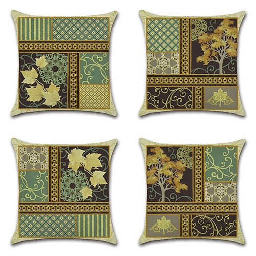 

Vintage Double Side Cushion Cover 4PC Soft Decorative Square Throw Pillow Cover Cushion Case Pillowcase for Sofa Bedroom Superior Quality Machine Washable