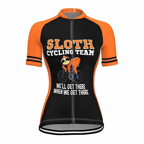 

21Grams Women's Cycling Jersey Short Sleeve Bike Top with 3 Rear Pockets Mountain Bike MTB Road Bike Cycling Breathable Quick Dry Moisture Wicking Reflective Strips Orange Sloth Polyester Spandex