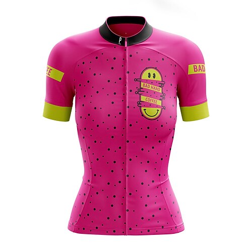 

21Grams Women's Cycling Jersey Short Sleeve Bike Top with 3 Rear Pockets Mountain Bike MTB Road Bike Cycling Breathable Quick Dry Moisture Wicking Reflective Strips Rose Red Dot Polyester Spandex