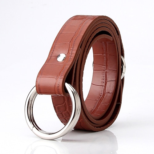 

Women's Unisex PU Buckle Belt PU Leather Prong Buckle O-ring Casual Classic Party Daily Black Brown