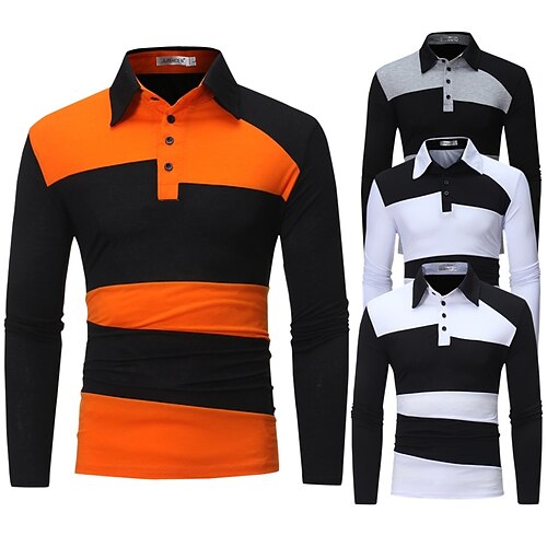 

Men's Golf Shirt Tennis Shirt Quick Dry Moisture Wicking Lightweight Long Sleeve T Shirt Top Slim Fit Patchwork Autumn / Fall Spring Summer Tennis Golf Running