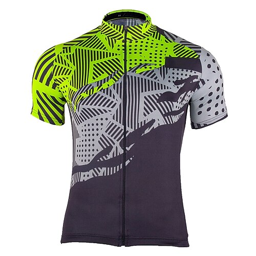 

21Grams Men's Cycling Jersey Short Sleeve Bike Top with 3 Rear Pockets Mountain Bike MTB Road Bike Cycling Breathable Quick Dry Moisture Wicking Reflective Strips Grey Polka Dot Polyester Spandex