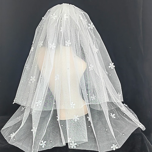 

Two-tier Sparkle & Shine / Cute Wedding Veil Elbow Veils with Sparkling Glitter / Beading / Appliques 25.59 in (65cm) Lace / Tulle