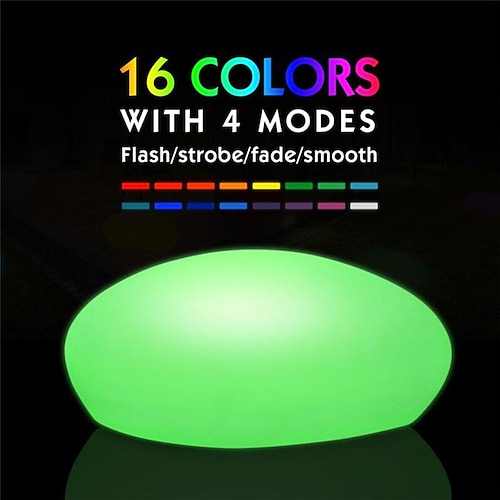 

Outdoor Glow Cobble Stone Shape Colorful Light USB Rechargeable Lamp With Remote Controller Color Changing For Yard Garden Landscape Lighting