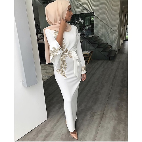 

Arabian Muslim Adults Women Abaya Abaya Kaftan Dress For Party Party Evening Wedding Party Vacation Bachelor's Party Festival Polyester Masquerade Dress