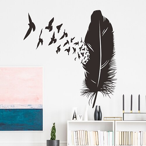 

Feathered Bird Wall Stickers Bedroom Living Room Removable Pre-pasted PVC Home Decoration Wall Decal 1pc