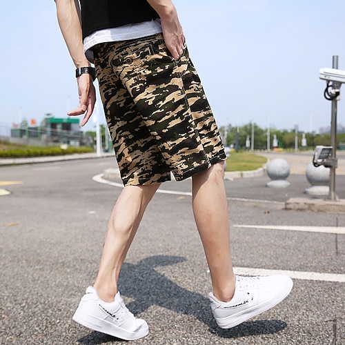 

Men's Fashion Chino Shorts Cargo Pants Short Pants Inelastic Camouflage Cycling Breathable Mid Waist ArmyGreen Camel Khaki Light Grey Dark Gray 28 29 30 31 32