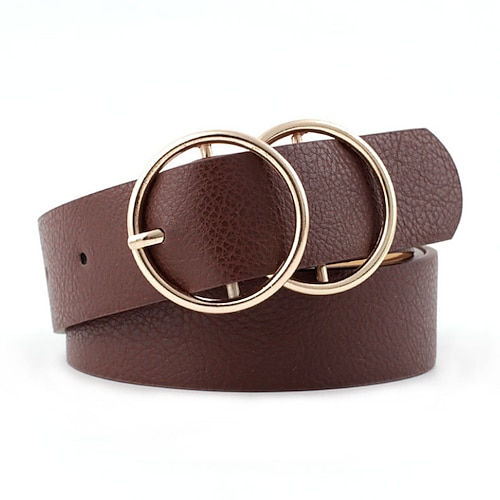

Women's Unisex PU Buckle Belt PU Leather Prong Buckle O-ring Casual Classic Party Daily Black Brown Navy Blue Coffee