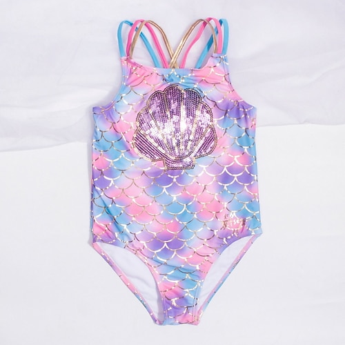 

Kids Girls' One Piece Swimwear Outdoor Color Block Active Print Bathing Suits 5-13 Years Spring Pink