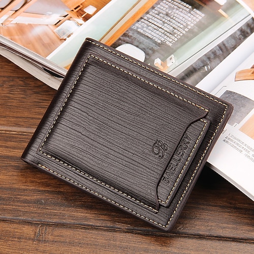 

Men's Wallet PU Leather Embossed Solid Color Daily Office & Career Black Dark Coffee