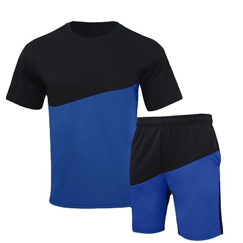 

Men's T-shirt Suits Tracksuit Tennis Shirt Shorts and T Shirt Set Set Color Block Crew Neck Black Blue Red White Outdoor Street Short Sleeve 2 Piece Clothing Apparel Sports Fashion Designer Casual