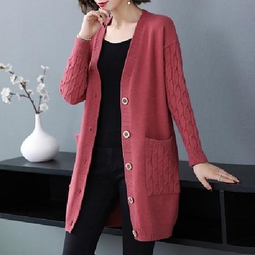 

Women's Cardigan Pocket Solid Color Stylish Basic Casual Long Sleeve Regular Fit Sweater Cardigans V Neck Fall Spring Blue Black Camel / Going out