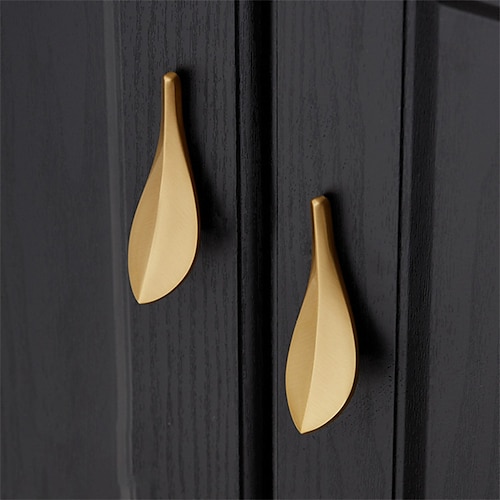 

2pcs Zinc Alloy Creative Loquat Leaf Modeling Cabinet Door Bathroom Handle Drawer Wardrobe Hardware Cabinet Light Luxury Cabinet Handle