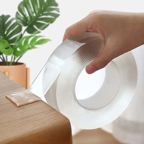 Double Sided Tape Tape Waterproof Wall Tape Reusable Heat Resistant Bathroom Home Decoration Tapes Transparent Strips Transparent Tape Poster Carpet Tape for Paste Items 3x200cm(1x79in）