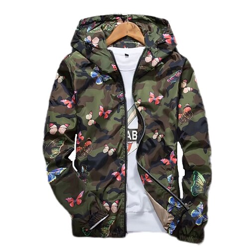 

Men's Jacket Casual Streetwear Oversized Pocket Daily Going out Coat Polyester Regular Gray Red Army Green Fall Winter Zipper Hoodie Regular Fit M L XL XXL 3XL 4XL / Long Sleeve / Camo / Camouflage