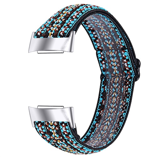 

1PC Smart Watch Band Compatible with Fitbit Charge 5 Fabric Nylon Smartwatch Strap Adjustable Elastic Scrunchie Band Replacement Wristband