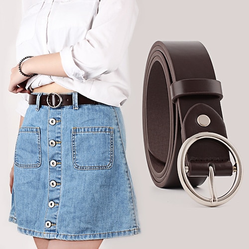 

Women's Unisex PU Buckle Belt PU Leather O-ring Buckle O-ring Casual Classic Party Daily White Black Pink Brown