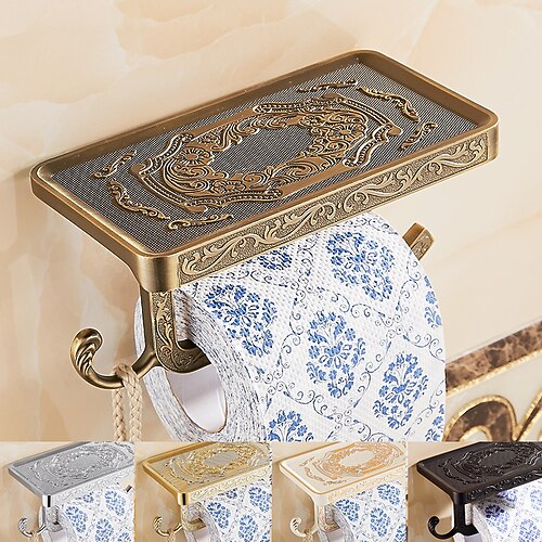 thumbnail image 2 of Handy Toilet Paper Holder With Shelf – Holds Your Phone Too! Wall Mounted, Stainless Steel 2 of 5