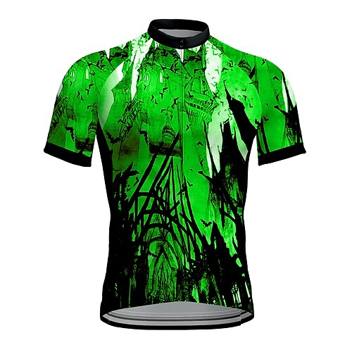 

21Grams Men's Cycling Jersey Short Sleeve Bike Top with 3 Rear Pockets Mountain Bike MTB Road Bike Cycling Breathable Quick Dry Moisture Wicking Reflective Strips Green Red Blue Graffiti Polyester