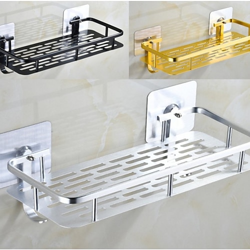 

No Punching 1/2 Layer Kitchen Bathroom Rack Corner Bathroom Toilet Rack Silver Black Gold Space Aluminum Rack Household Toiletries Rack Kitchen Storage Rack Shampoo Soap Cosmetic Storage Rack