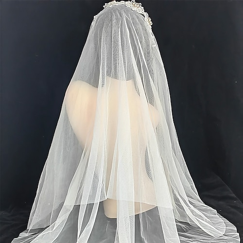 

Two-tier Vintage / European Style Wedding Veil Fingertip Veils with Beading / Embroidery / Appliques 31.5 in (80cm) Lace / Tulle