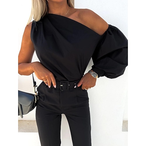 

aliexpress independent station ebay hot sale european and american cross-border sexy one-shoulder long-sleeved top women
