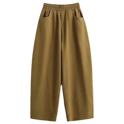

Women's Plus Size Chinos Pants Pocket Solid Color Streetwear Casual Casual Daily Natural Full Length Spring Fall Black Yellow L XL XXL 3XL 4XL / Cotton