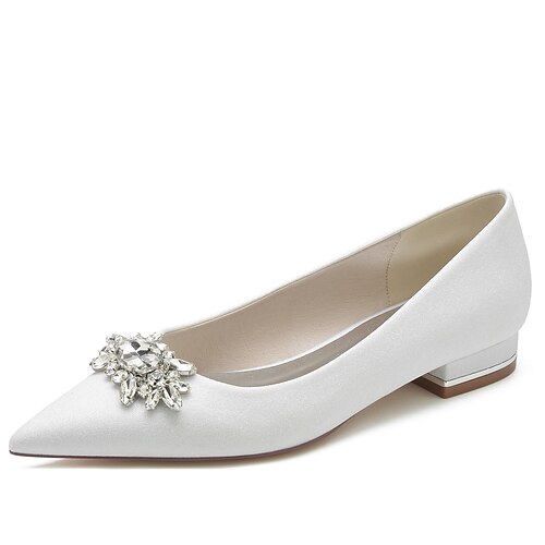 

Femme Chaussures de mariage Chaussures habillées Mariage Soirée Appartements de mariage Eté Strass Talon Plat Bout pointu Elégant Doux Paillette Mocassins Couleur Pleine Blanche Argent Champagne