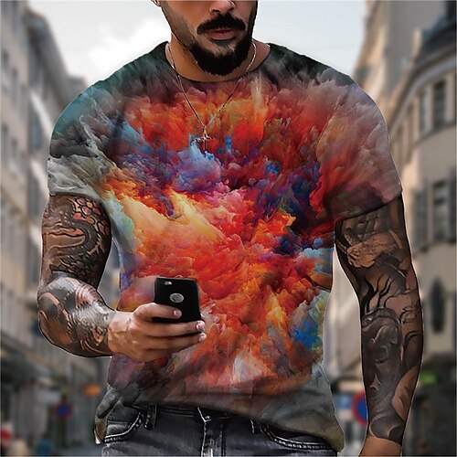 

Men's Unisex T shirt Tee Graphic Prints Human face Rendering Crew Neck Green Red 3D Print Outdoor Street Short Sleeve Print Clothing Apparel Sports Designer Casual Big and Tall / Summer / Summer