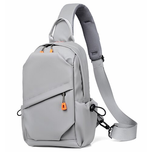 

Men's Sling Shoulder Bag Oxford Cloth Nylon Zipper Solid Color Daily Office Career Black Gray