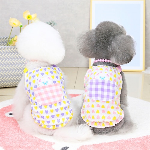 

Dog Cat Skirt Plaid / Check Heart Cute Sweet Dailywear Casual / Daily Dog Clothes Puppy Clothes Dog Outfits Soft Purple Pink Costume for Girl and Boy Dog Cotton XS S M L XL 2XL