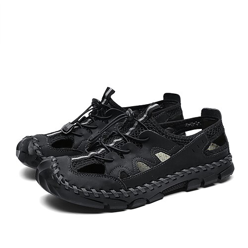 

Hombre Sandalias Zapatos de taco bajo y Slip-On Costura a mano Clásico Casual Diario Oficina y carrera PU Negro Marrón Verano Primavera
