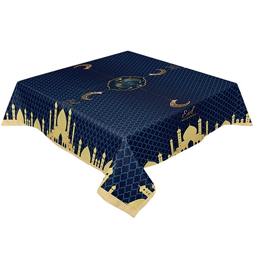 

Ramadan Eid Mubarak Tablecloth Moon Star Table Cover Muslim for Banquet Party Kitchen Dining Room Washable Water Resistance