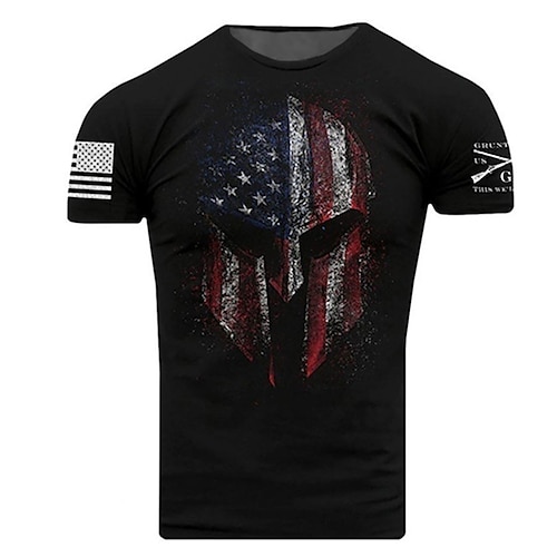 

Men's Unisex T shirt Tee Graphic Prints Vintage National Flag Crew Neck Black 3D Print Outdoor Street Short Sleeve Print Clothing Apparel Sports Designer Casual Big and Tall / Summer / Summer